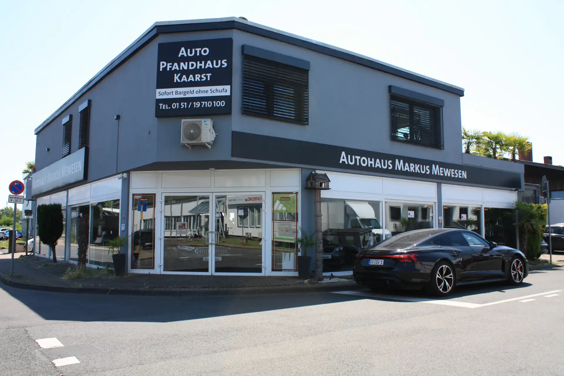 Autohaus Markus Mewesen – Eckansicht des Autopfandhauses mit Audi